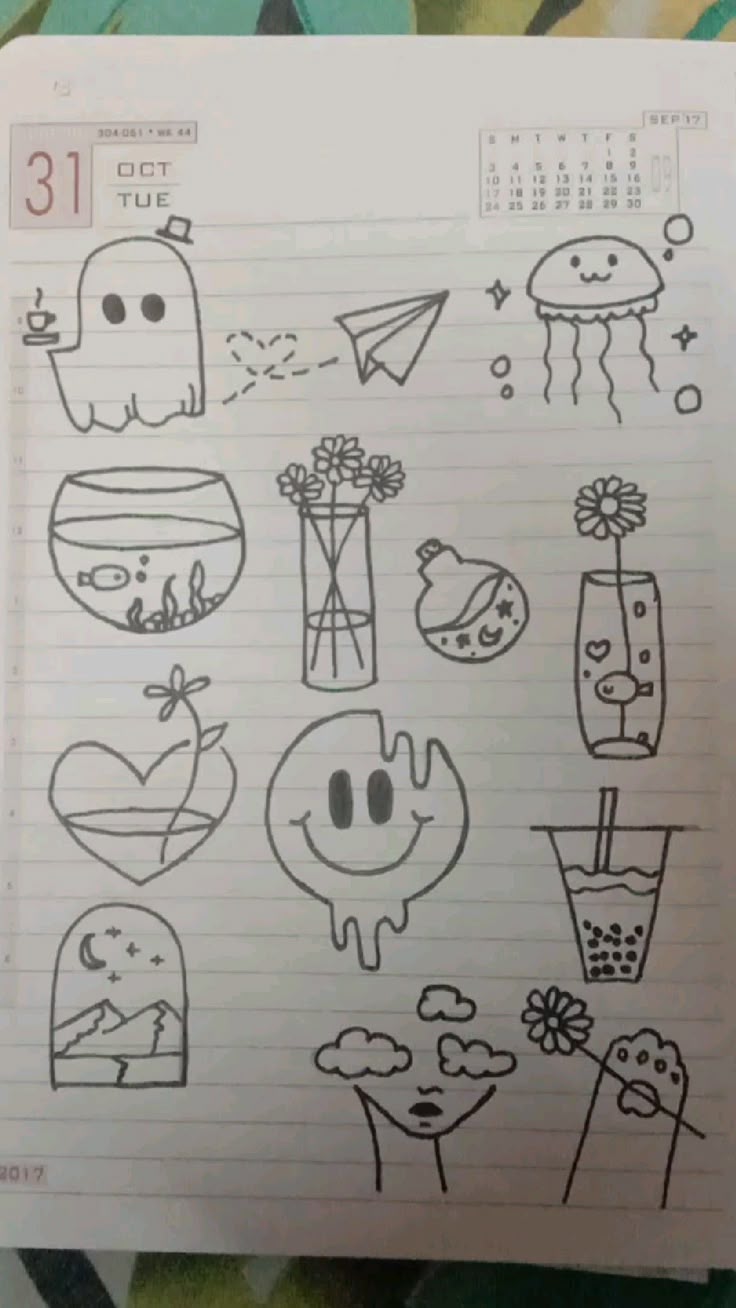 Desenho Fácil para Desenhar Doodles Divertidos e Coloridos