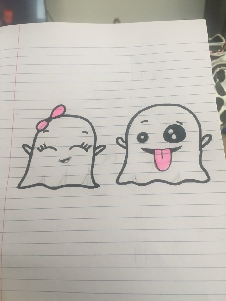 Desenho Fácil para Desenhar: Dois fantasmas divertidos