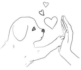Desenho Fácil para Desenhar: Cachorro com coração e mão