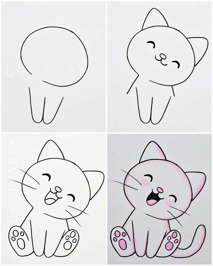 Desenho Fácil para Desenhar: Passo a passo de um gato fofo