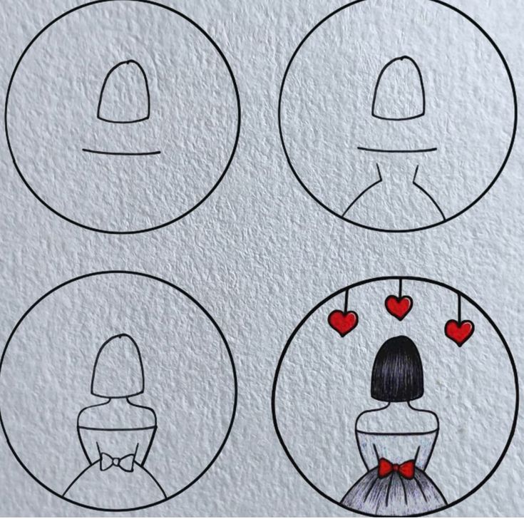 Desenho Fácil para Desenhar meninas com laços e corações