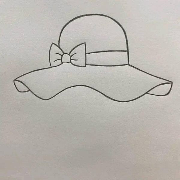 Desenho Fácil para Desenhar: Chapéu elegante com laço