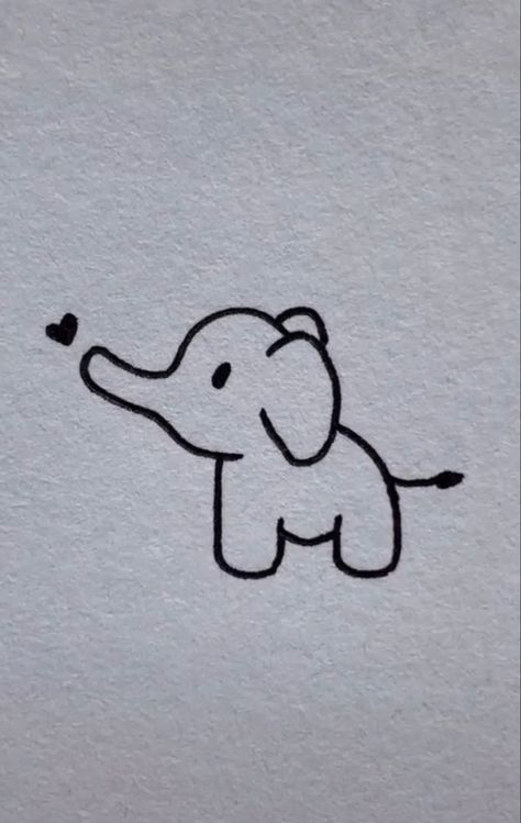 Desenho Fácil para Desenhar: Elefante fofo com coração