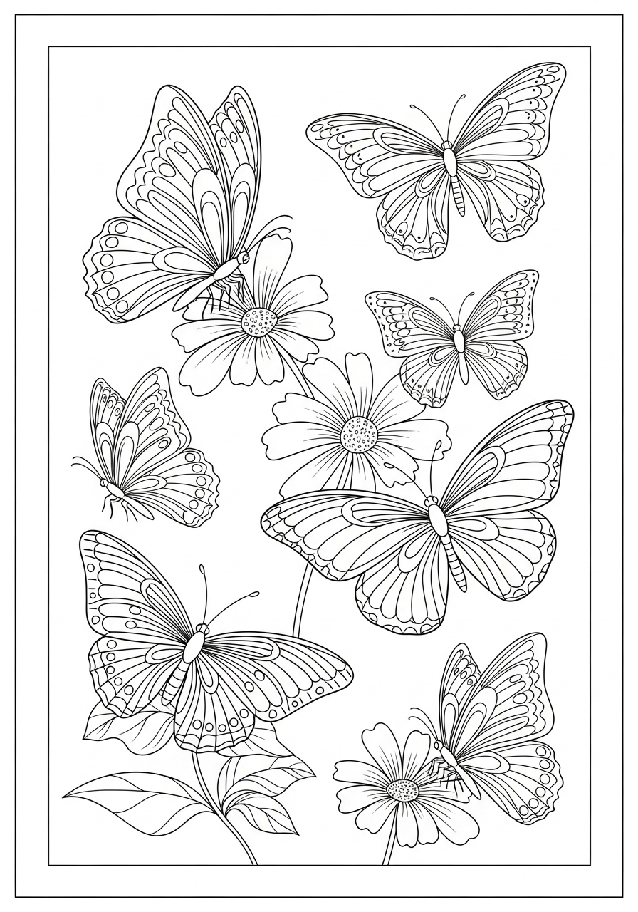 Desenho de Insetos de Borboletas para colorir