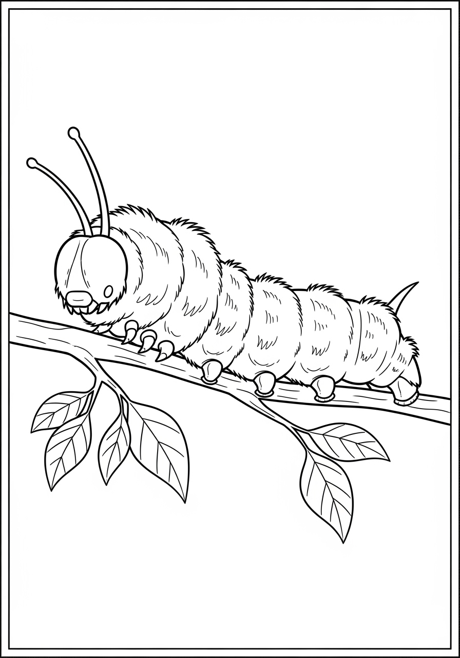 Desenho de Insetos de uma Lagarta para colorir