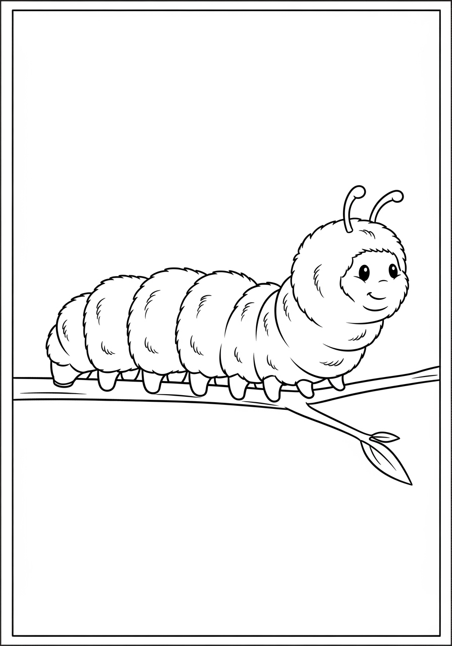 Desenho de Inseto de uma Lagarta para colorir