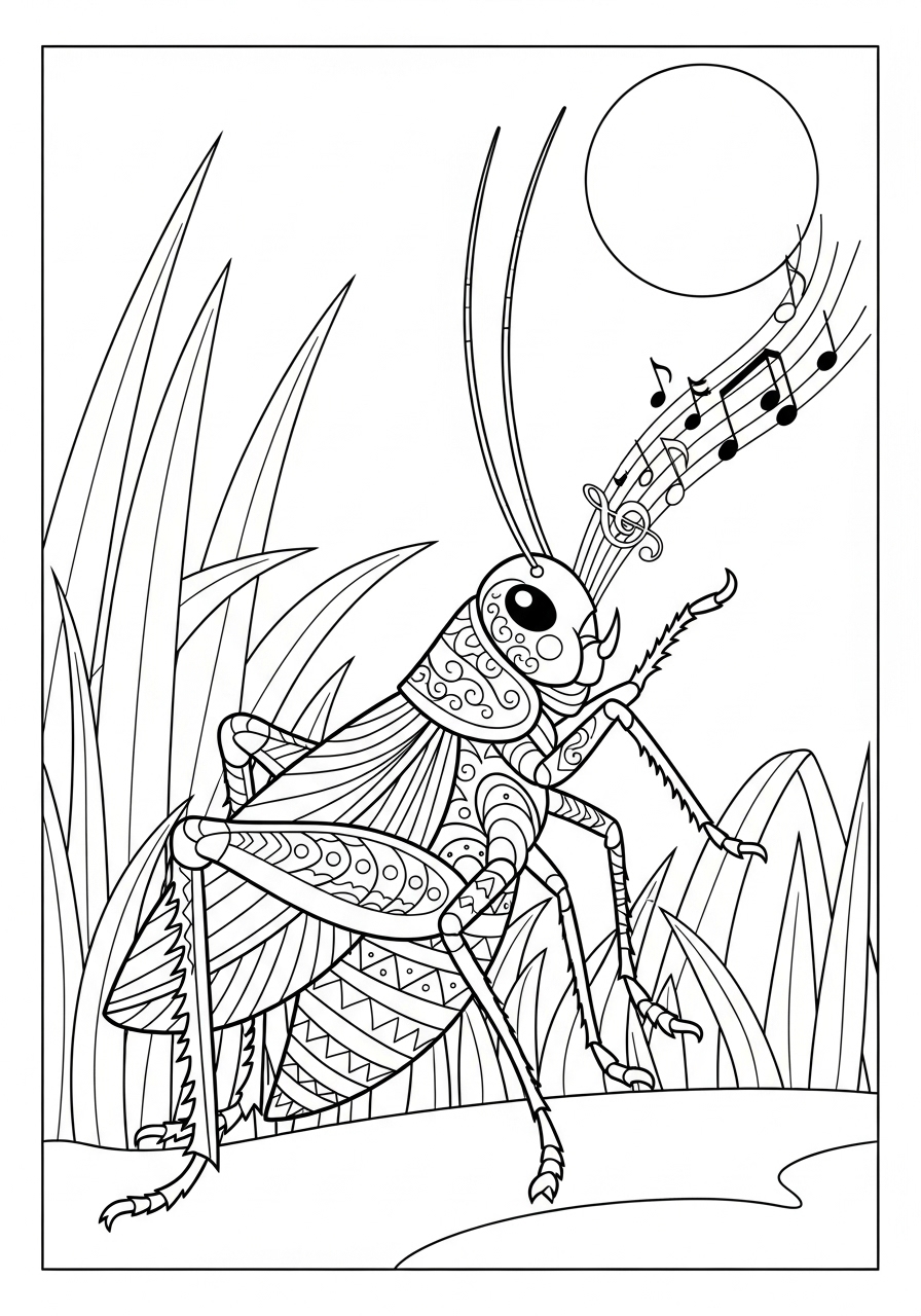 Desenho de Insetos de um Gafanhoto para colorir