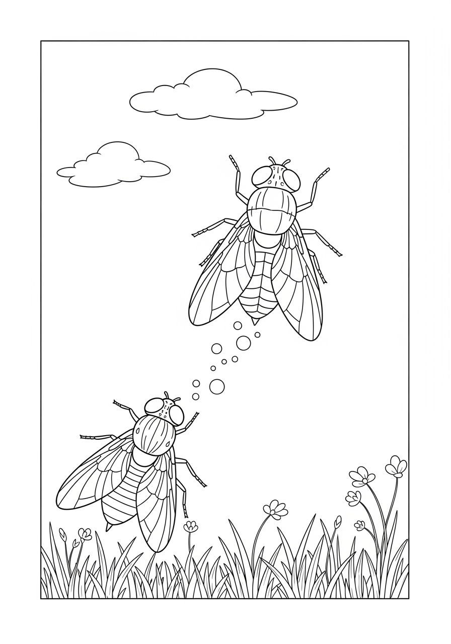 Desenho de Insetos de Moscas para colorir