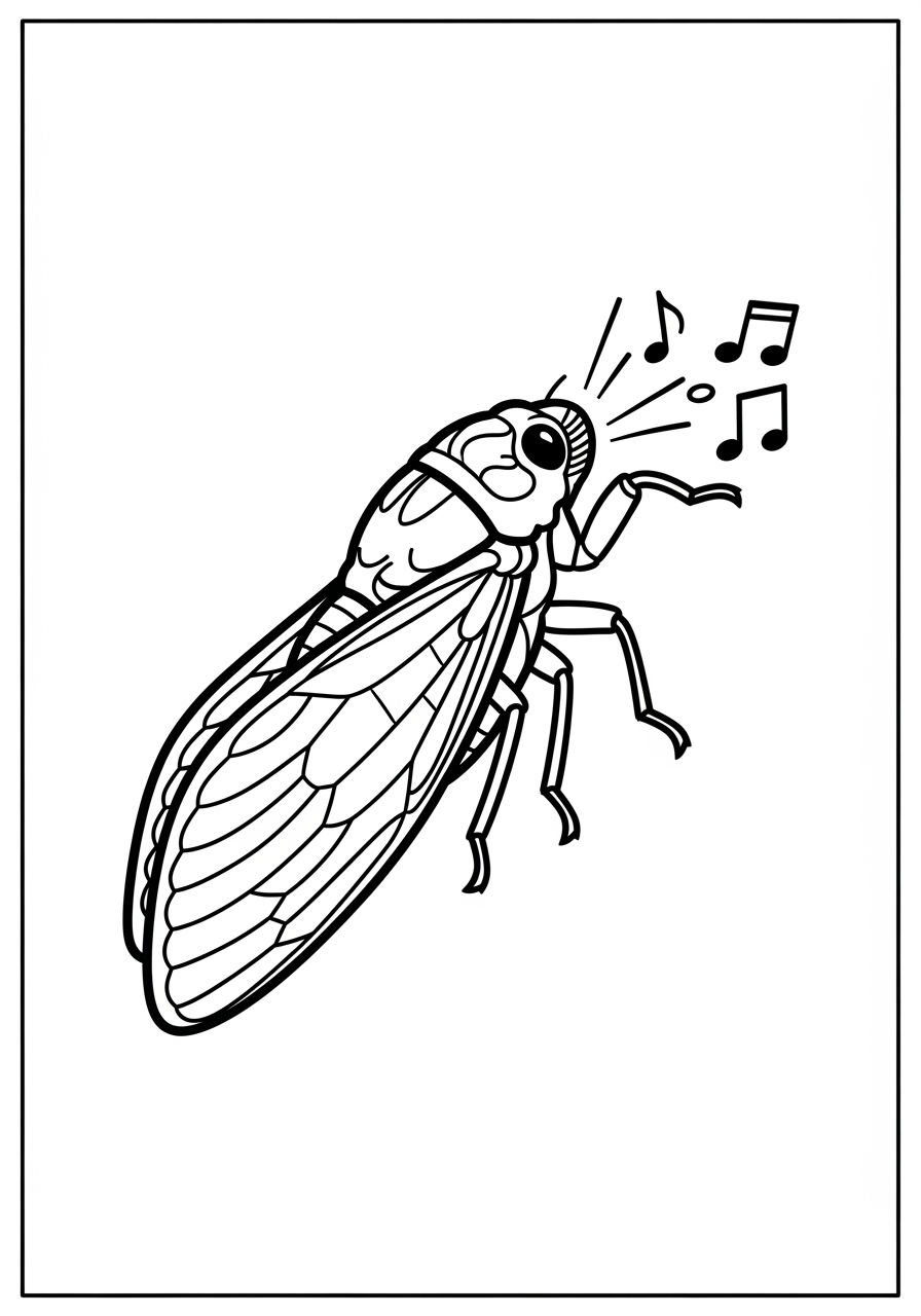Desenho de Inseto Cigarra para colorir