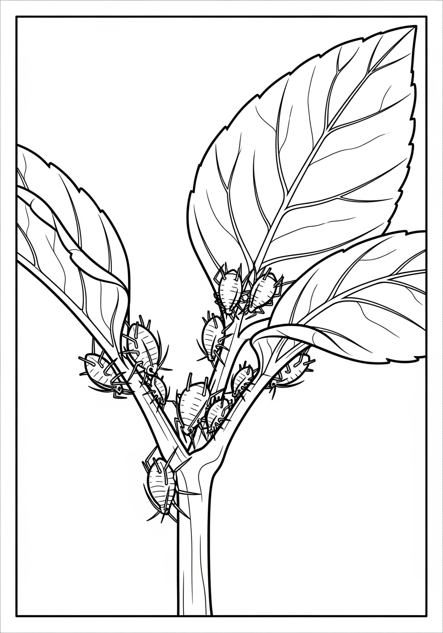 Desenho de Insetos em folhas para colorir