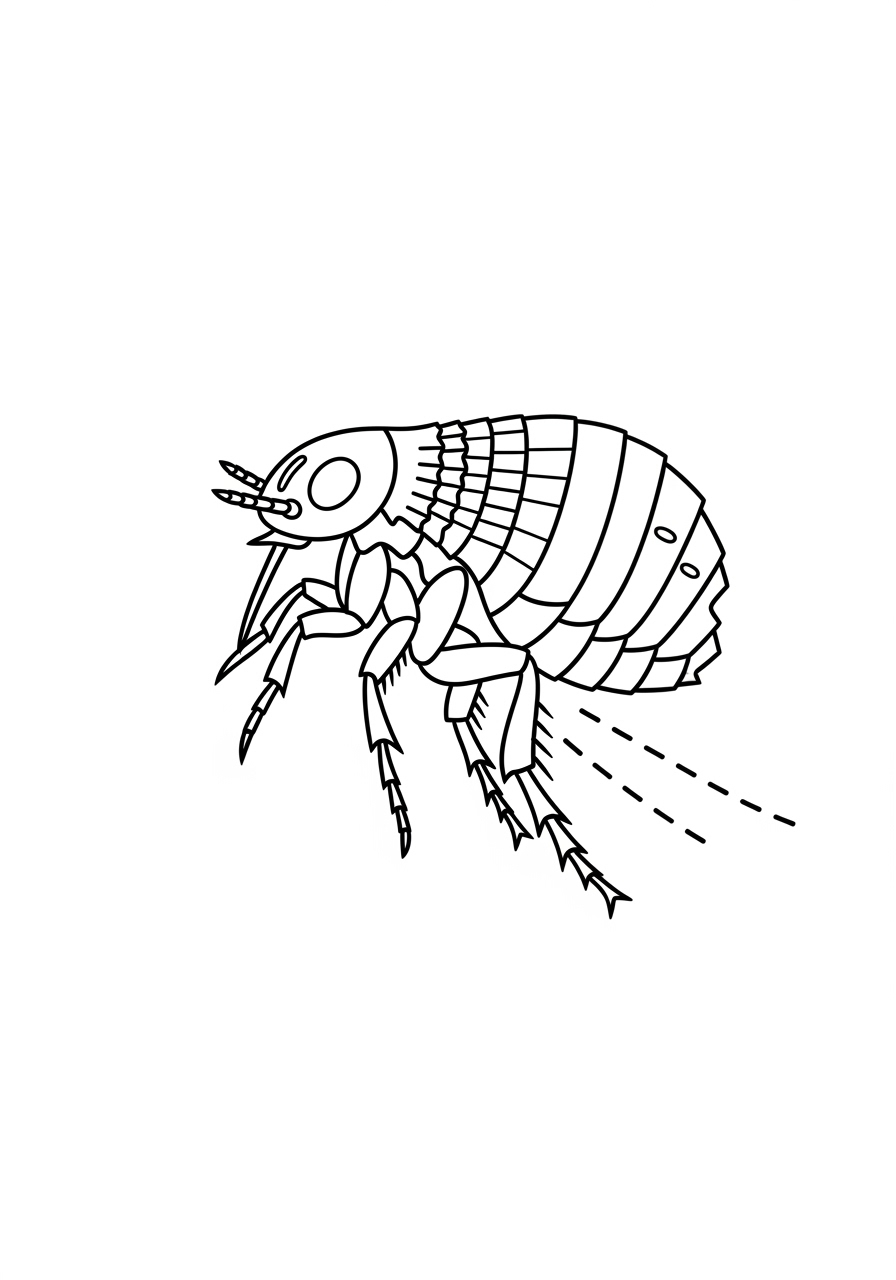 Desenho de Insetos de uma Pulga para colorir