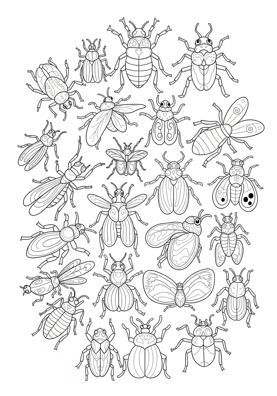 Desenho de Insetos variados para colorir