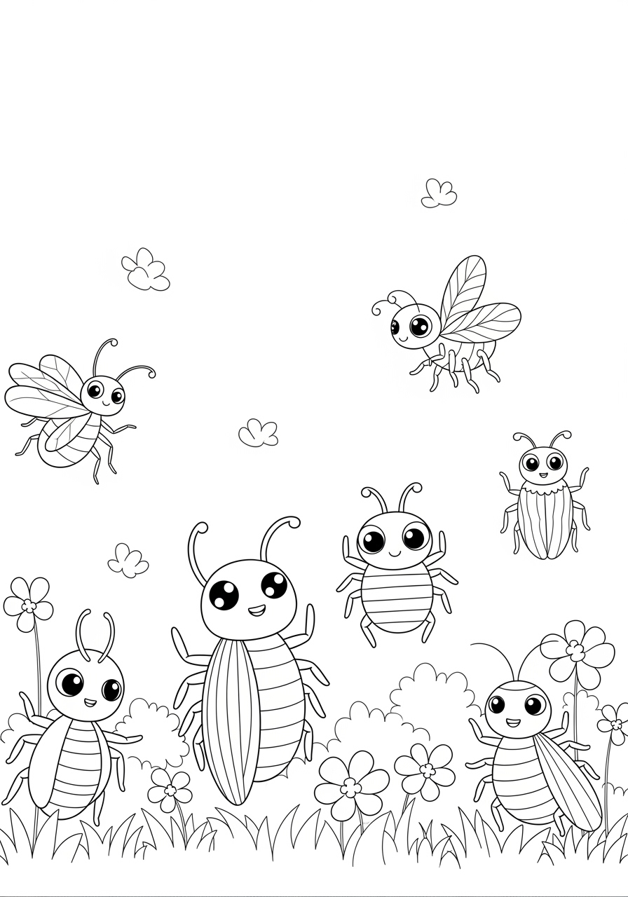 Desenho de Insetos Fofos para colorir