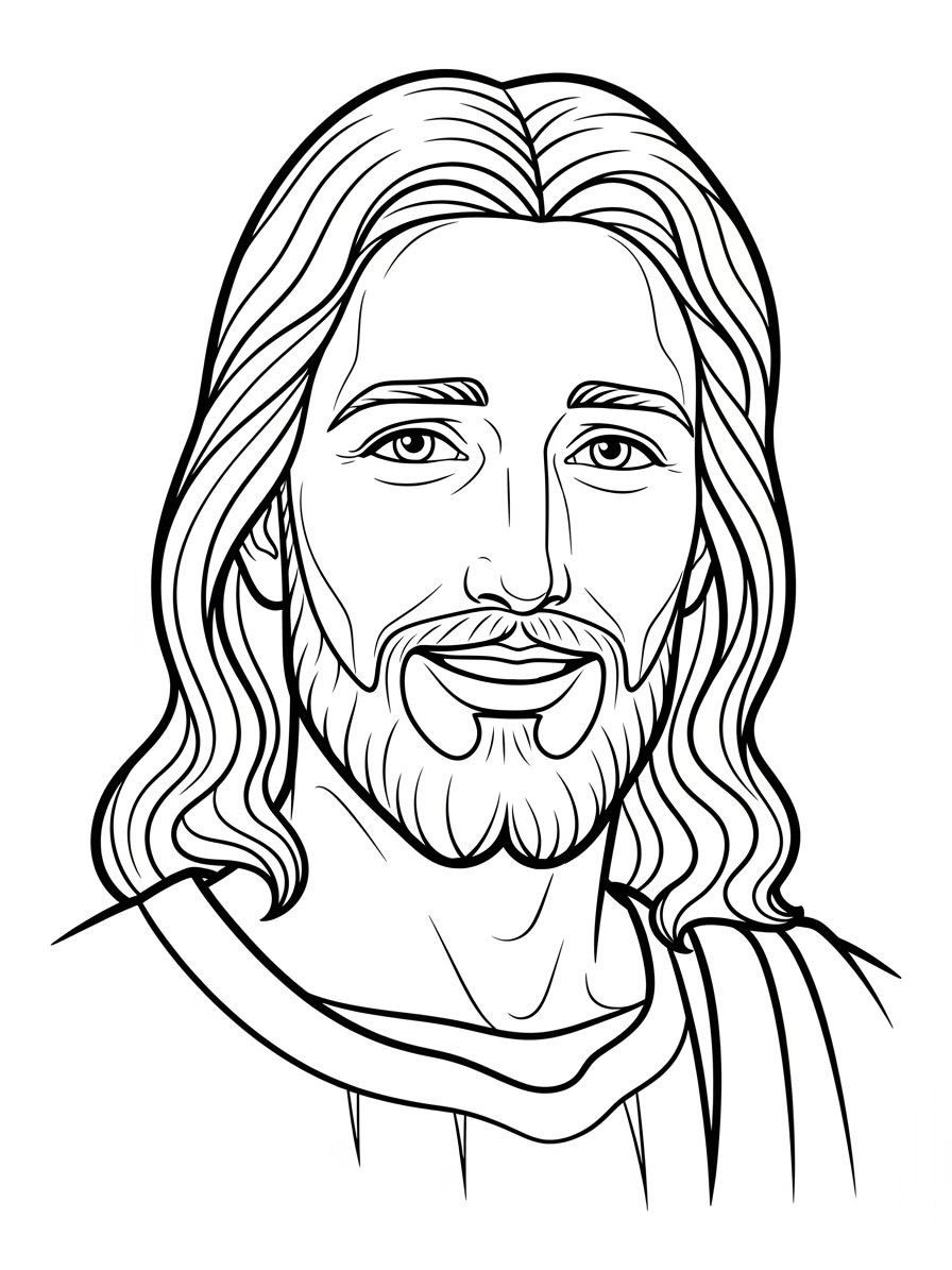 Desenho de Jesus sorrindo para colorir