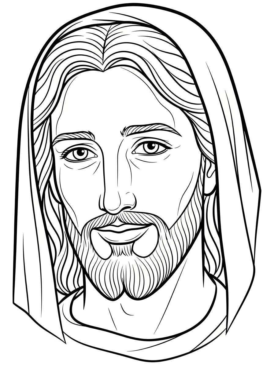 Desenho de Jesus sorrindo a lápis para colorir