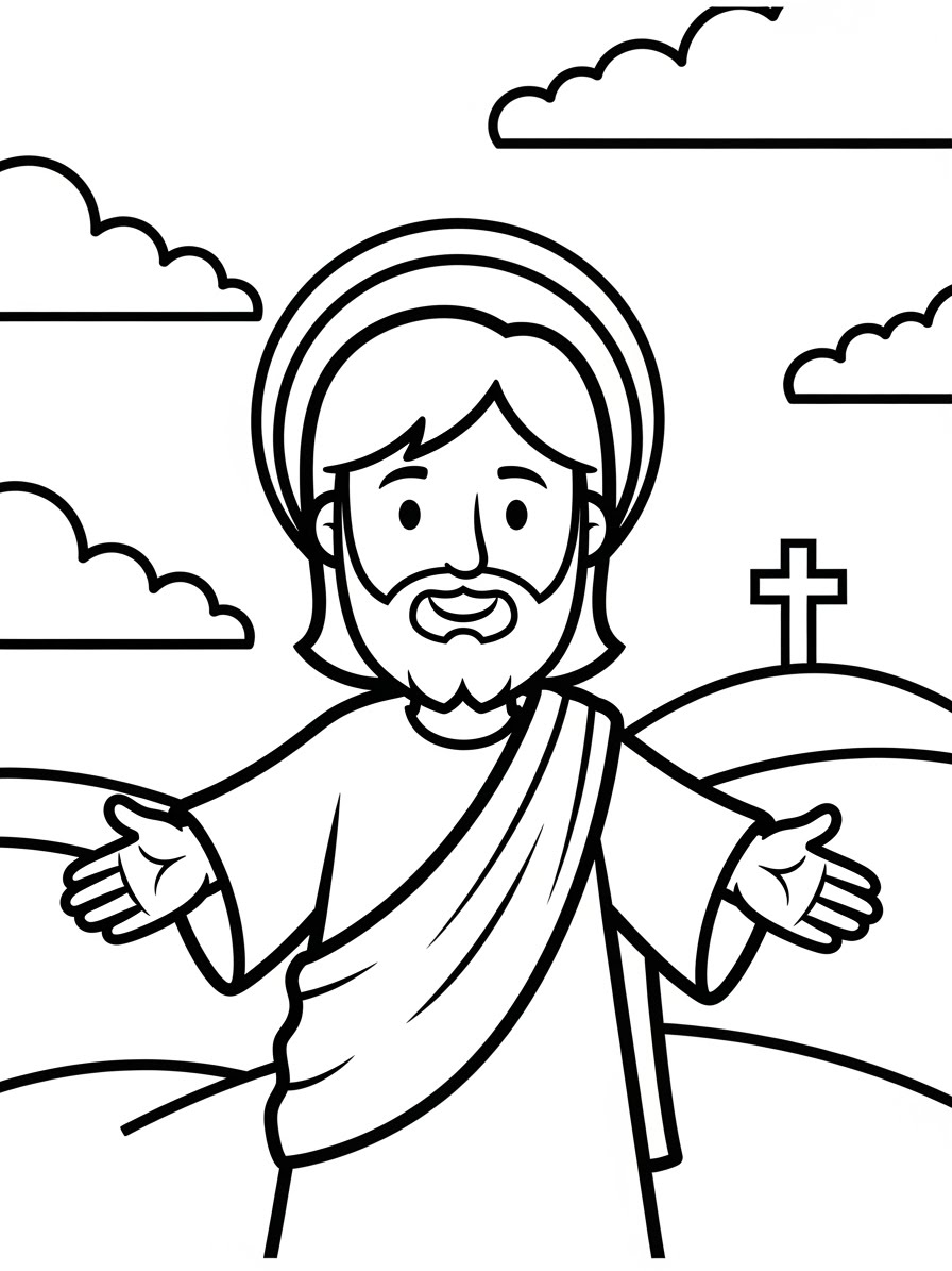 Desenho de Jesus com braços abertos para colorir