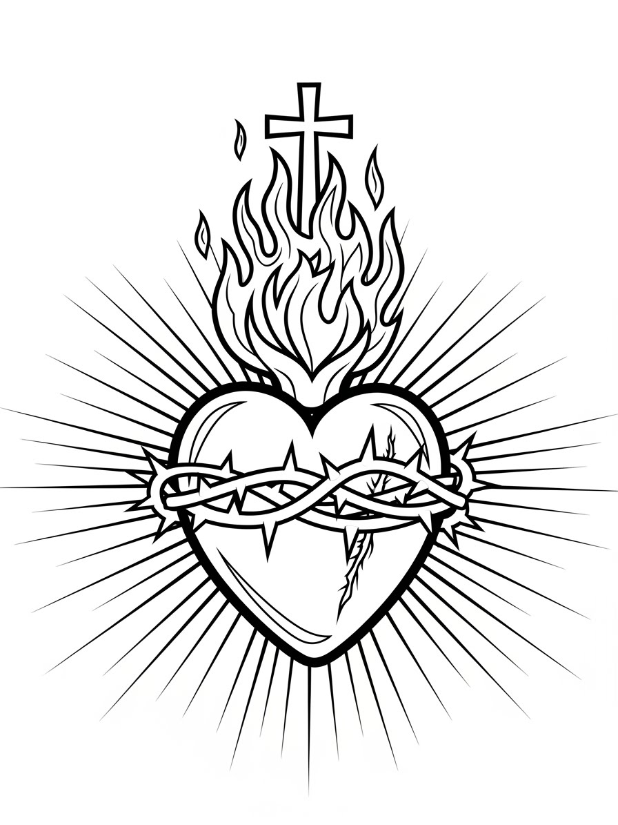 Desenho de Jesus Sagrado Coração para colorir