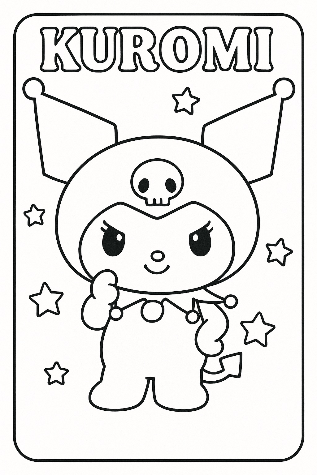 Desenho Kuromi pensativa para Colorir e Imprimir