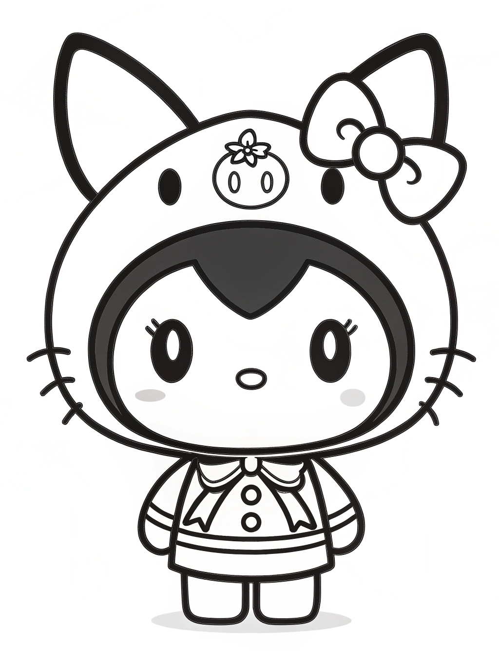 Desenho Kuromi vestida de porquinho para Colorir e Imprimir Desenho Kuromi vestida de porquinho para Colorir e Imprimir