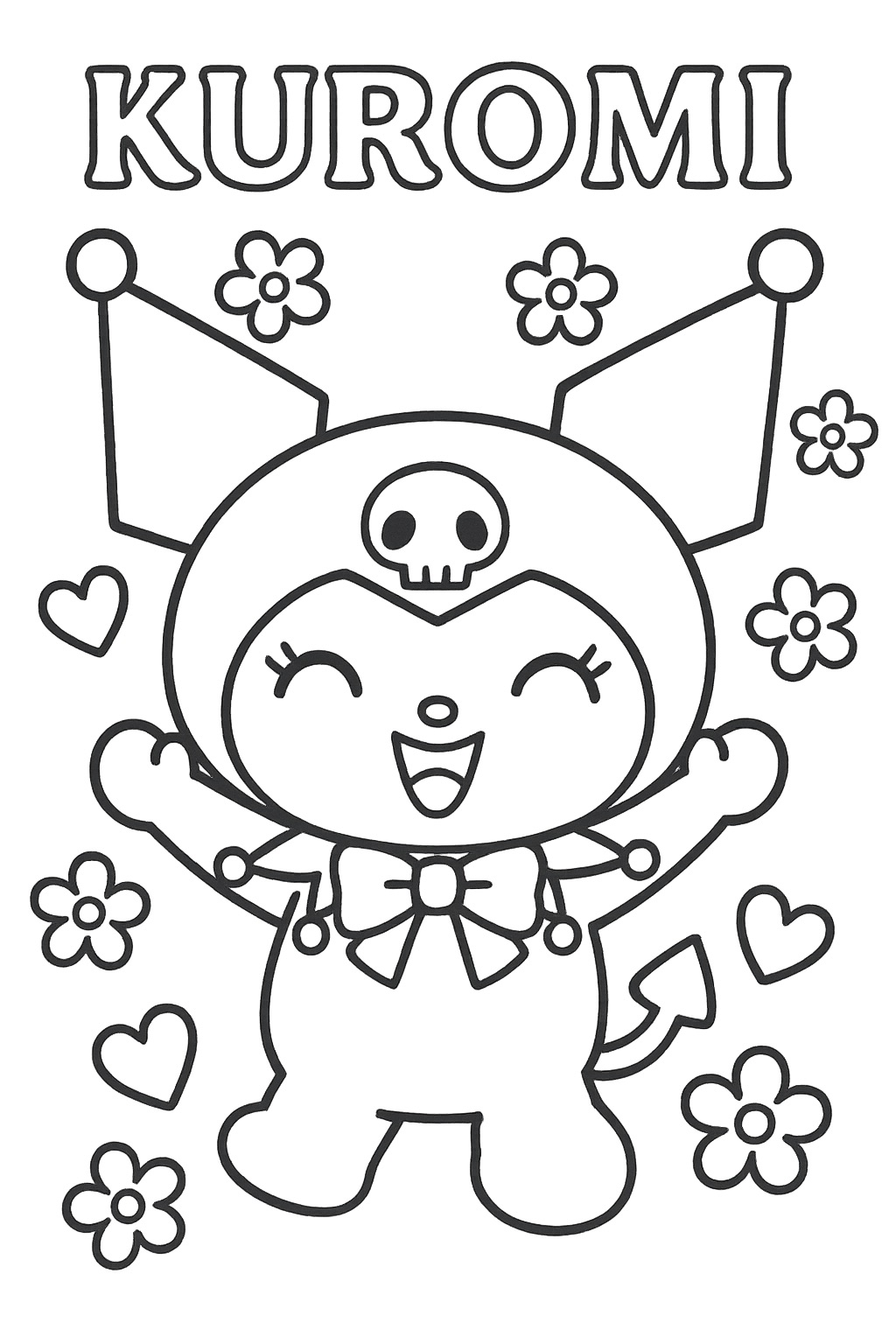 Desenho Kuromi Fofa sorrindo para Colorir e Imprimir Desenho Kuromi Fofa sorrindo para Colorir e Imprimir