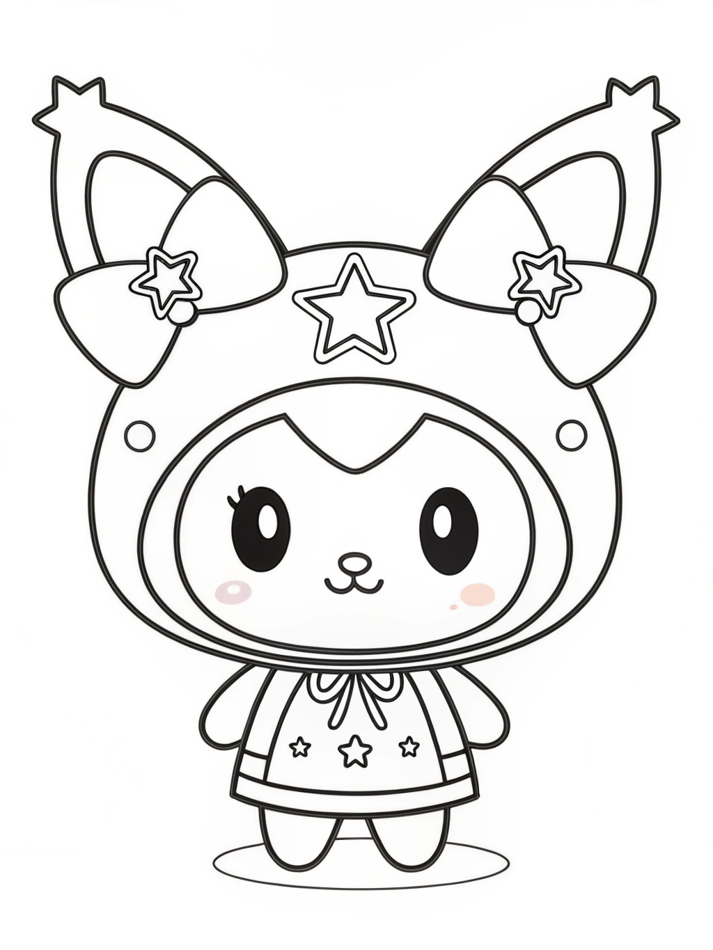 Desenho Kuromi fofa com laços para Colorir e Imprimir