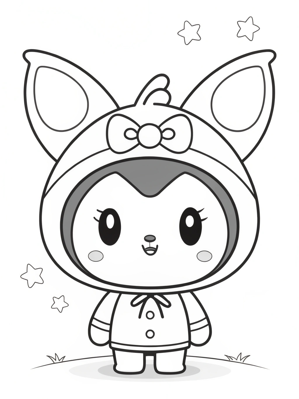 Desenho Kuromi Fofa com Orelhas para Colorir e Imprimir Desenho Kuromi Fofa com Orelhas para Colorir e Imprimir