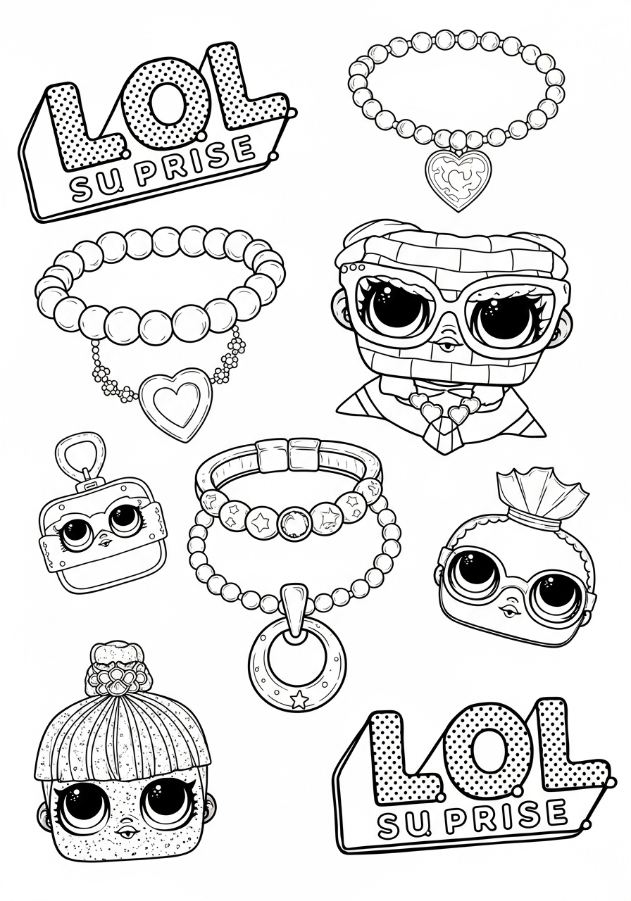 Desenho da LOL Surprise com acessórios para colorir