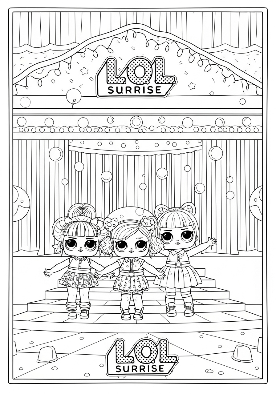 Desenho da LOL Surprise no palco para colorir