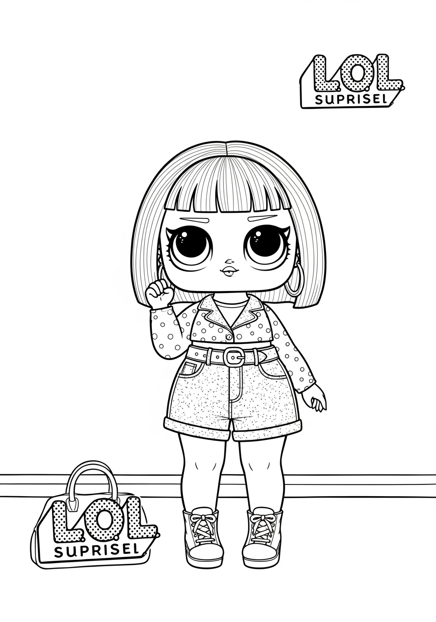 Desenho da LOL Surprise com bolsa para colorir