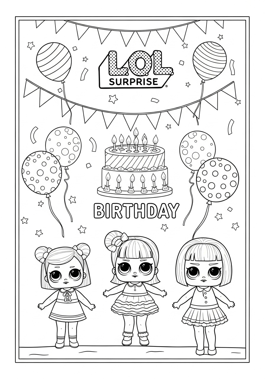 Desenho da LOL Surprise aniversário infantil colorir
