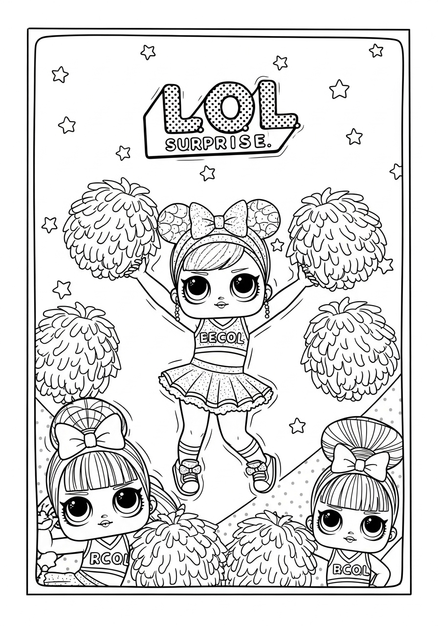 Desenho da LOL Surprise torcedoras animadas para colorir