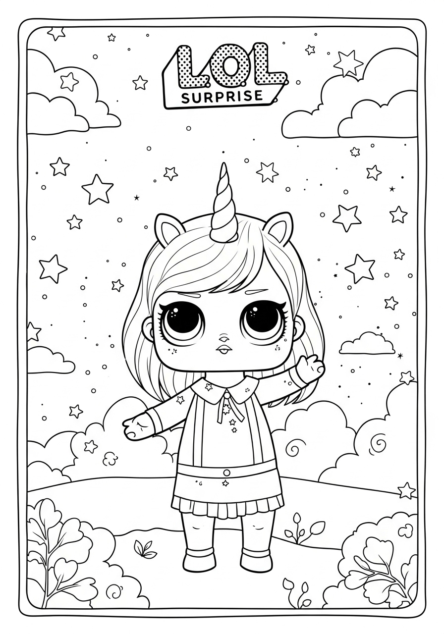 Desenho da LOL Surprise unicórnio para colorir