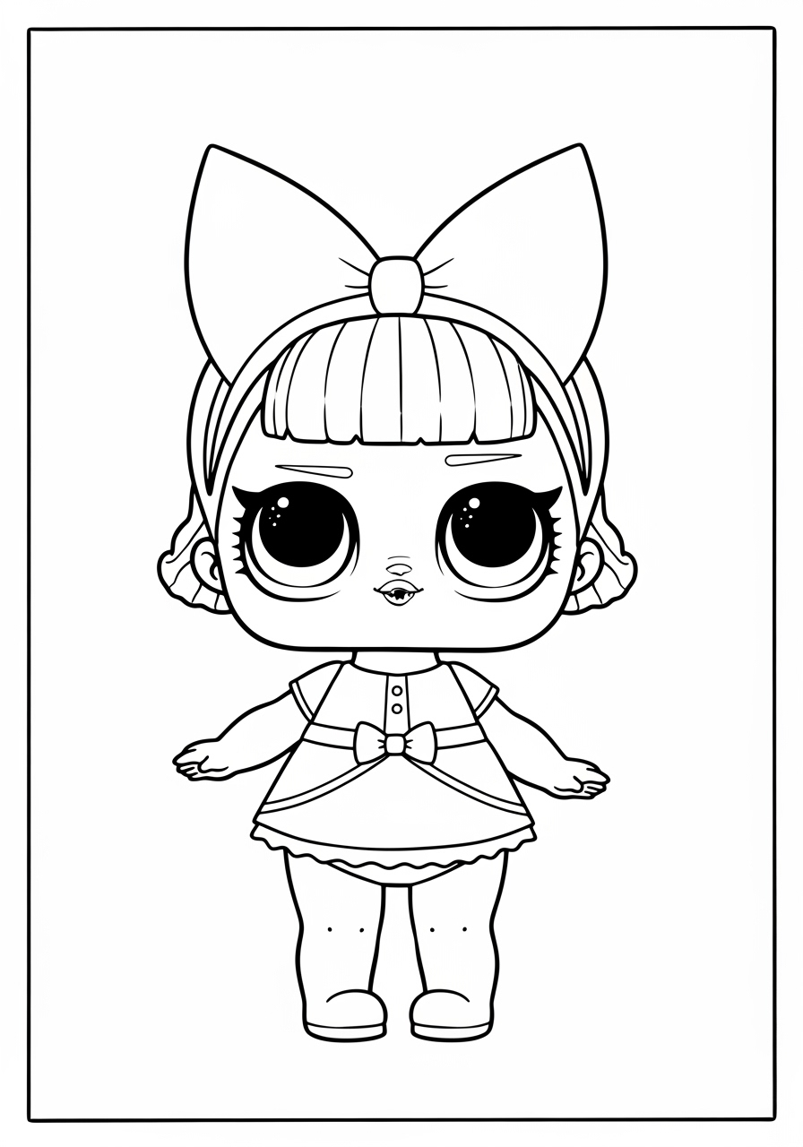 Desenho da LOL Surprise com laço grande para colorir