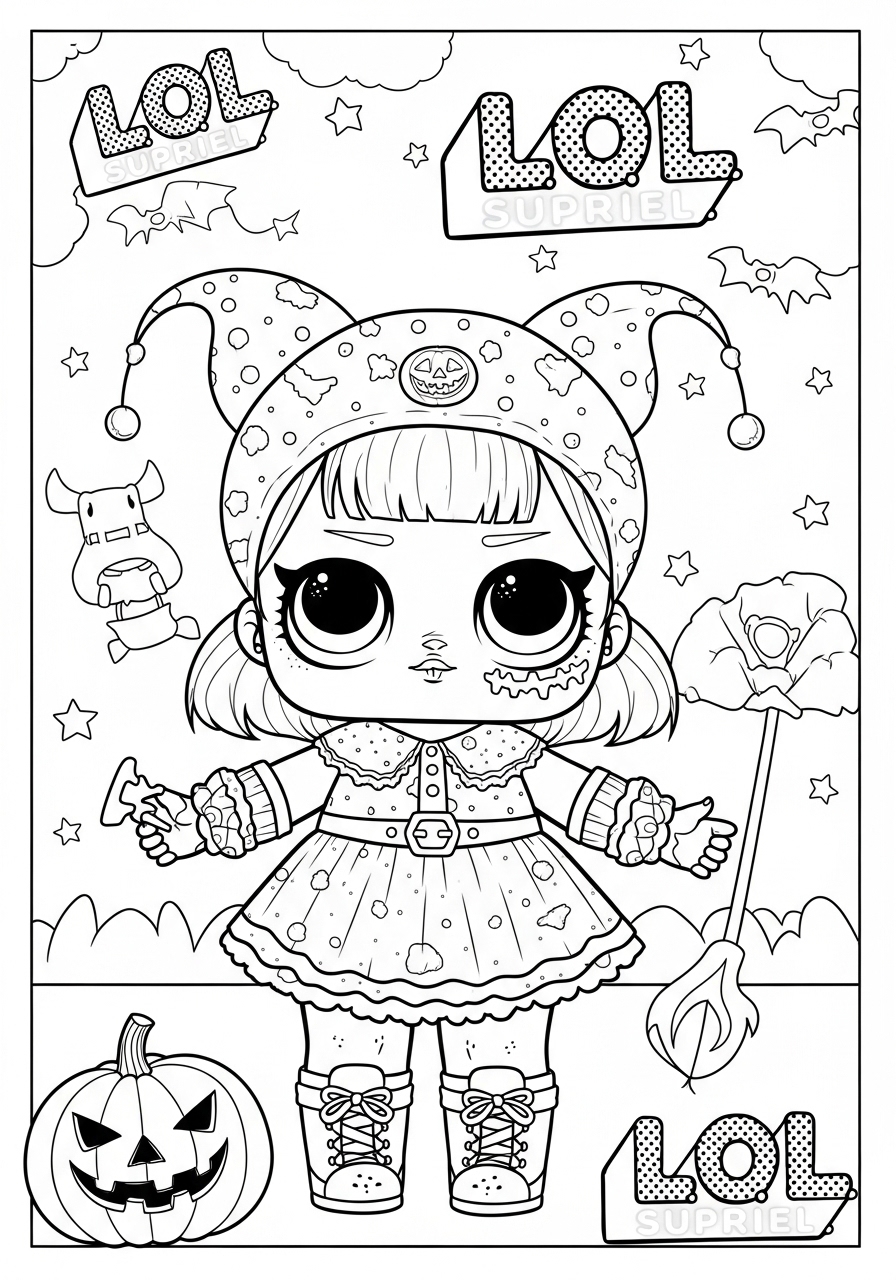 Desenho da LOL Surprise bruxa para colorir