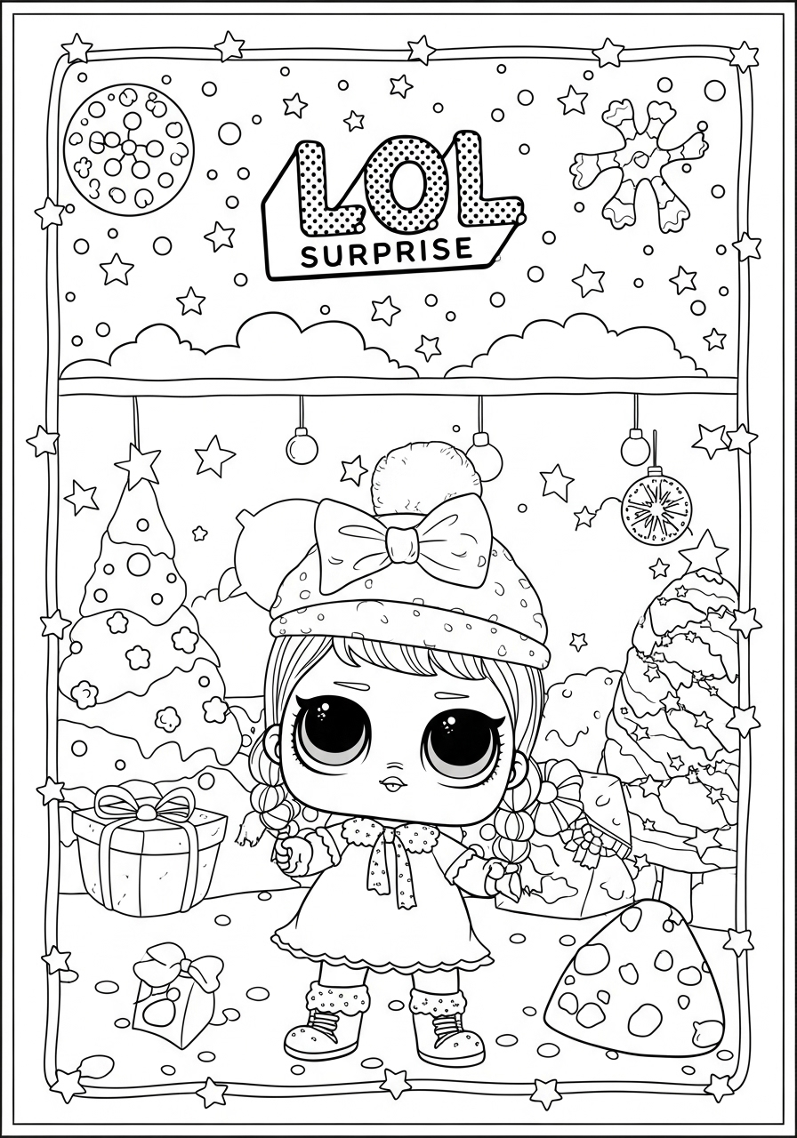 Desenho da LOL Surprise no inverno para colorir