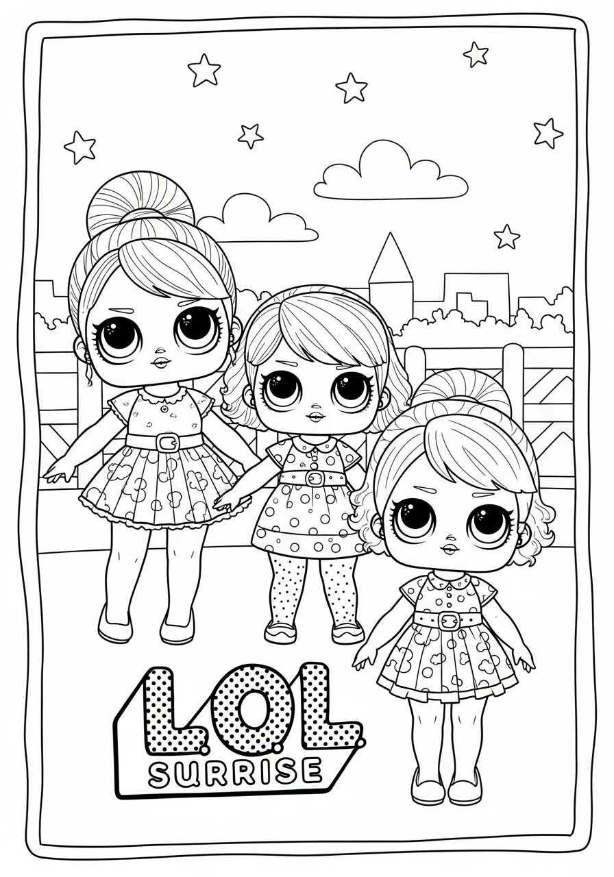 Desenho da LOL Surprise três bonecas juntas