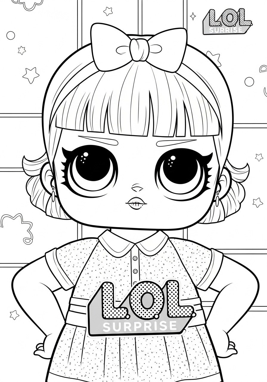 Desenho da LOL Surprise com laço na cabeça