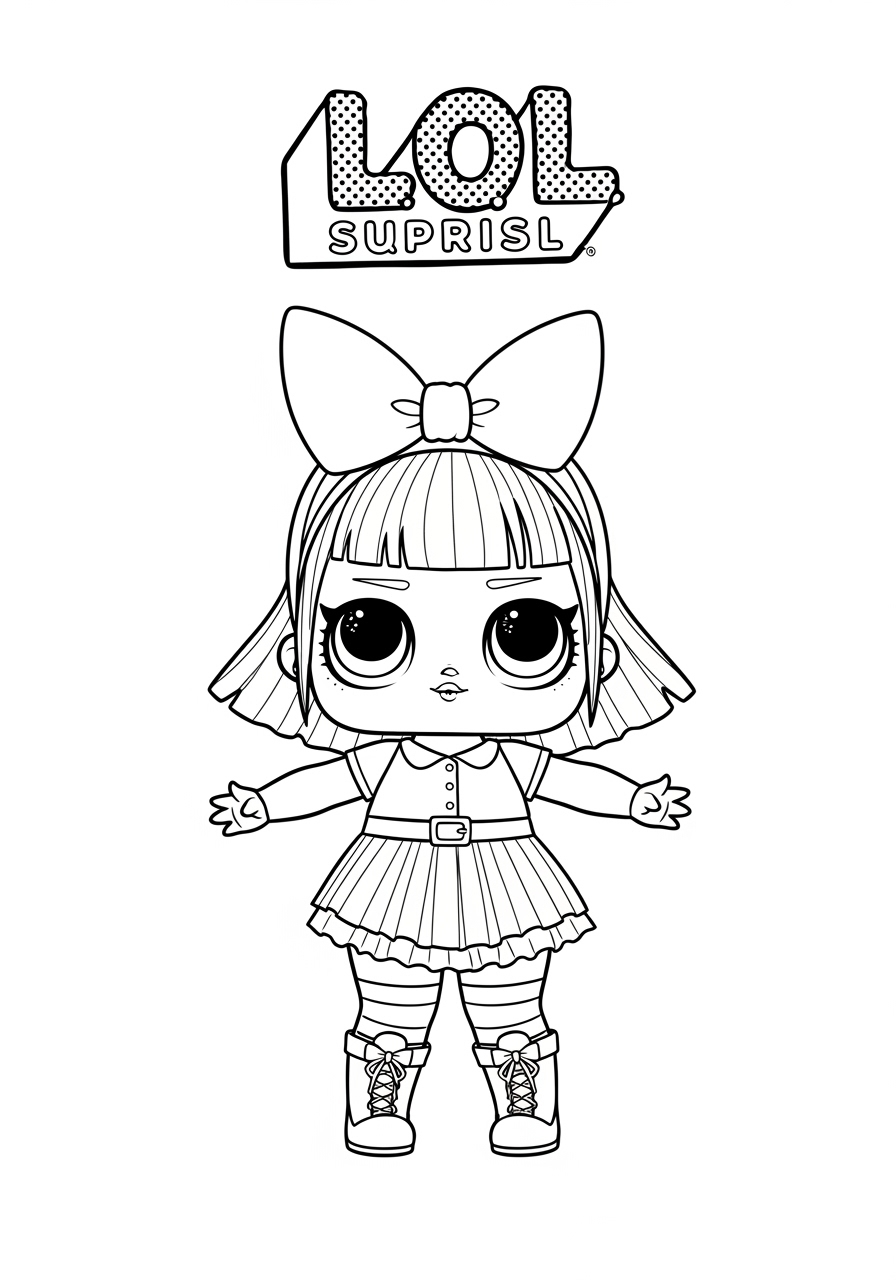 Desenho da LOL Surprise menina com laço para colorir