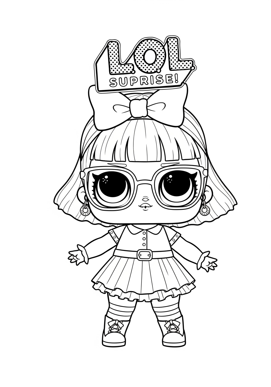 Desenho da LOL Surprise com óculos para colorir