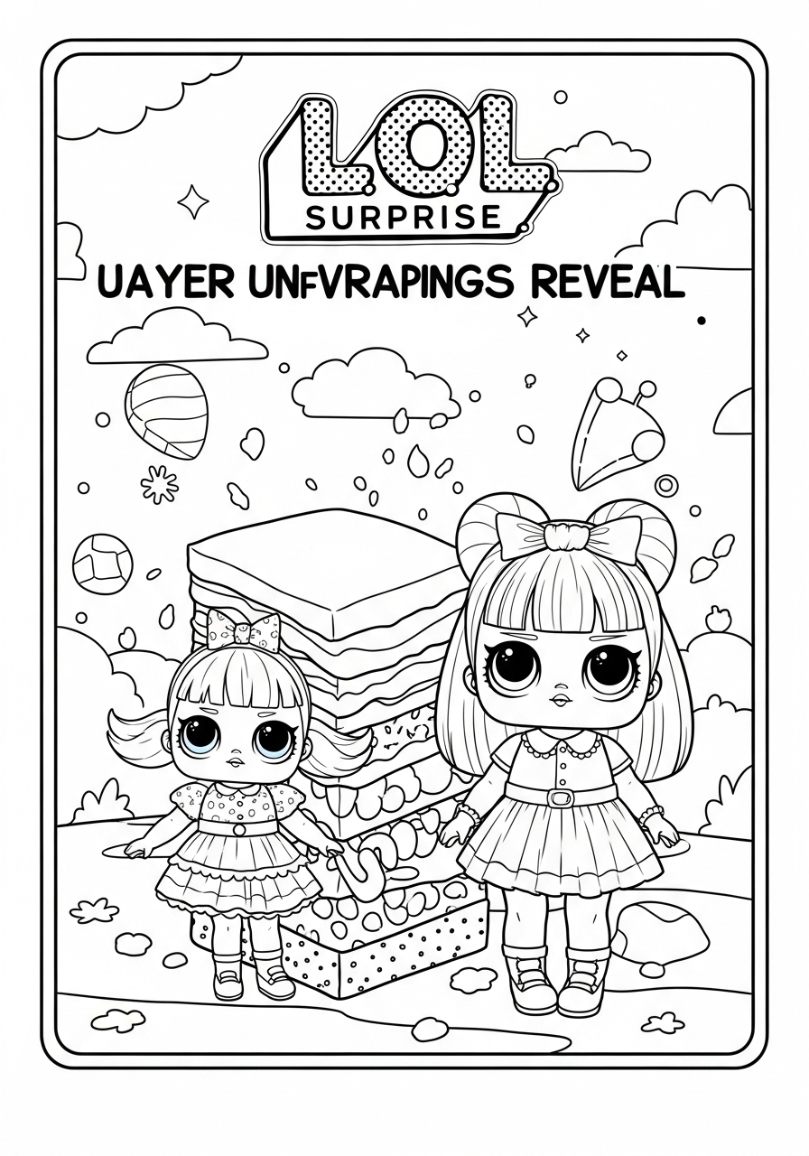 Desenho da LOL Surprise meninas fofas para colorir