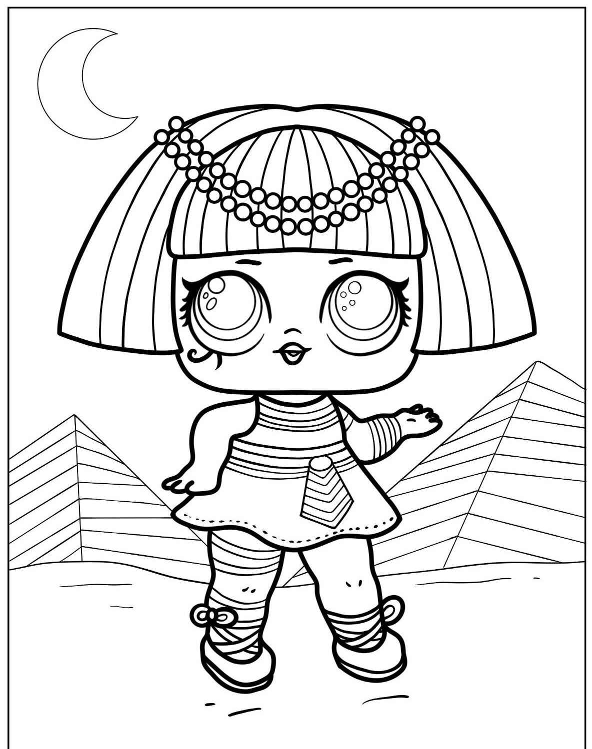 Desenho da LOL Surprise dançando sob a lua