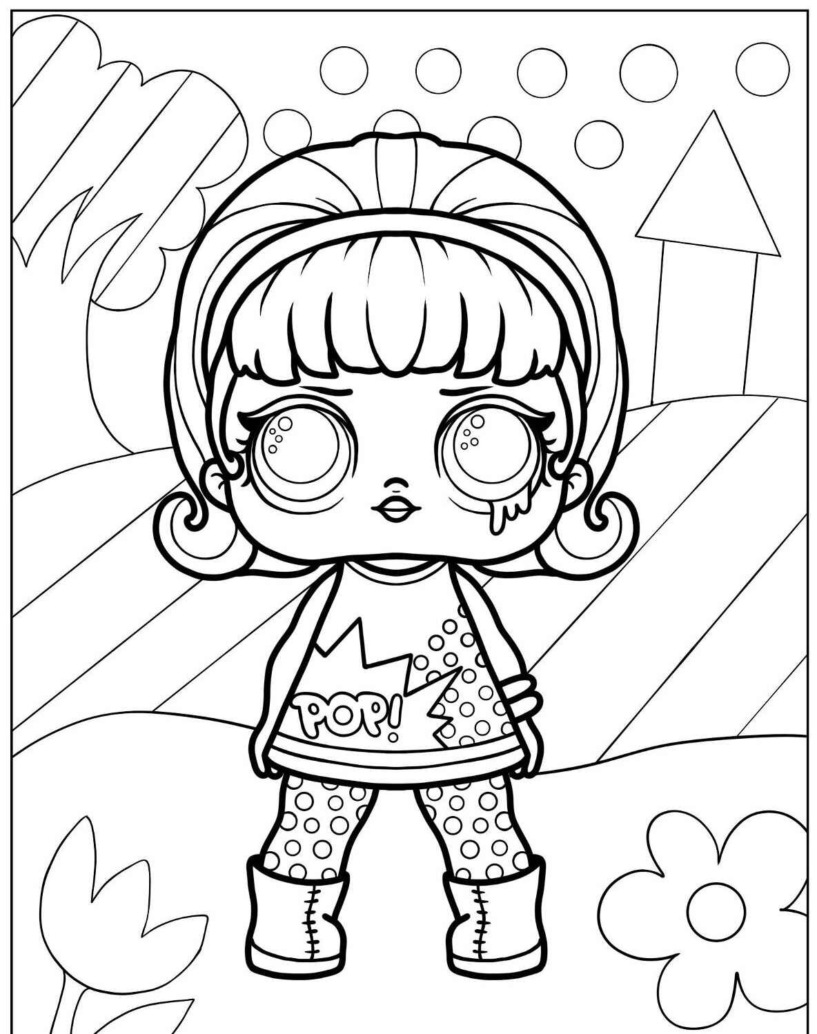 Desenho da LOL Surprise com camiseta POP para colorir