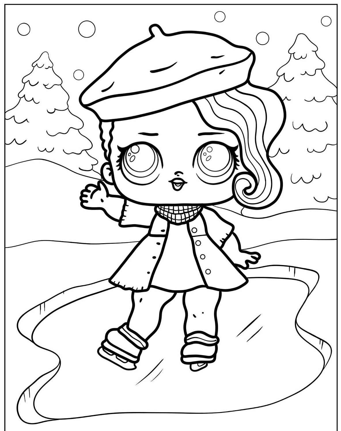 Desenho da LOL Surprise patinando no gelo