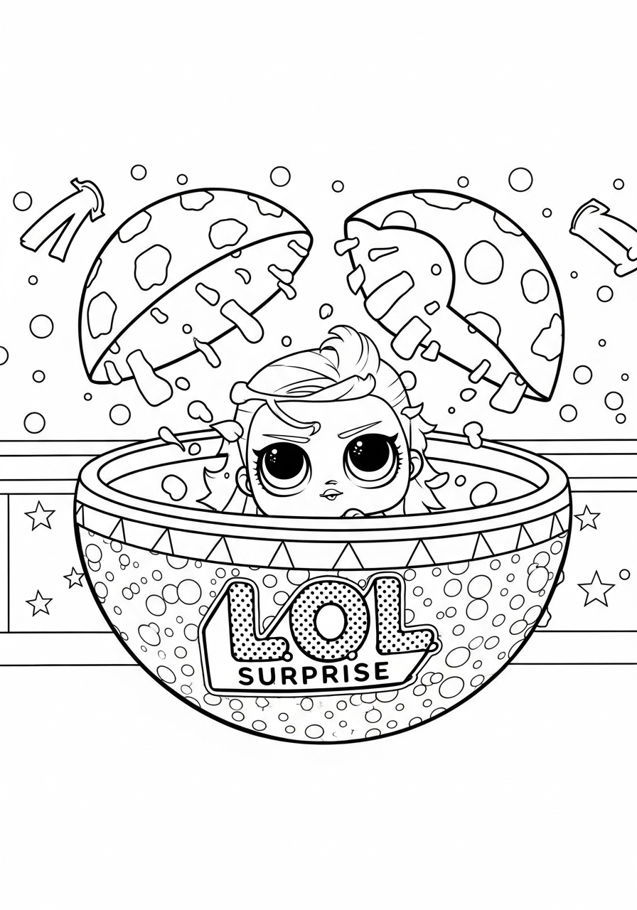 Desenho da LOL Surprise saindo de bola mágica