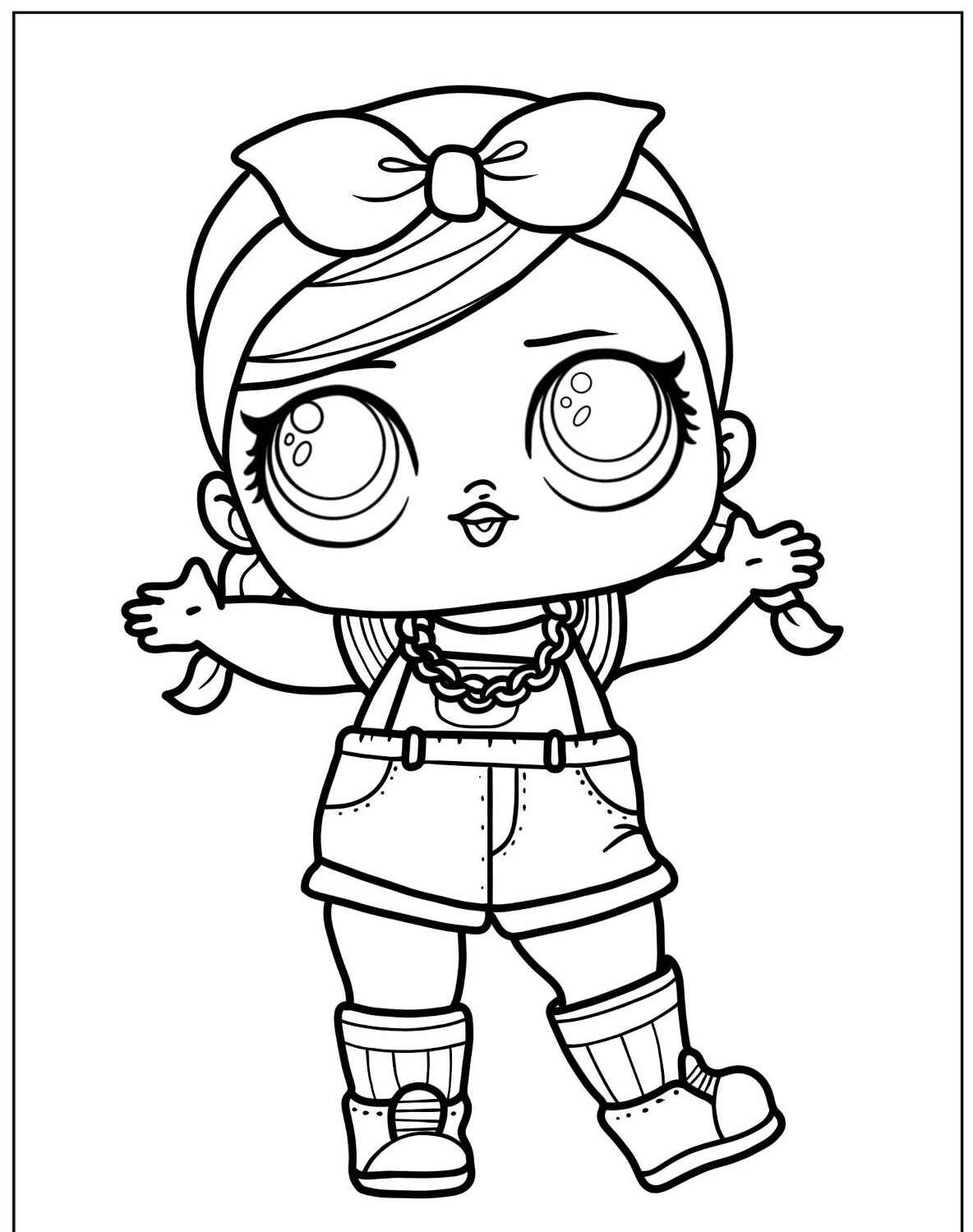 Desenho da LOL Surprise de braços abertos para colorir