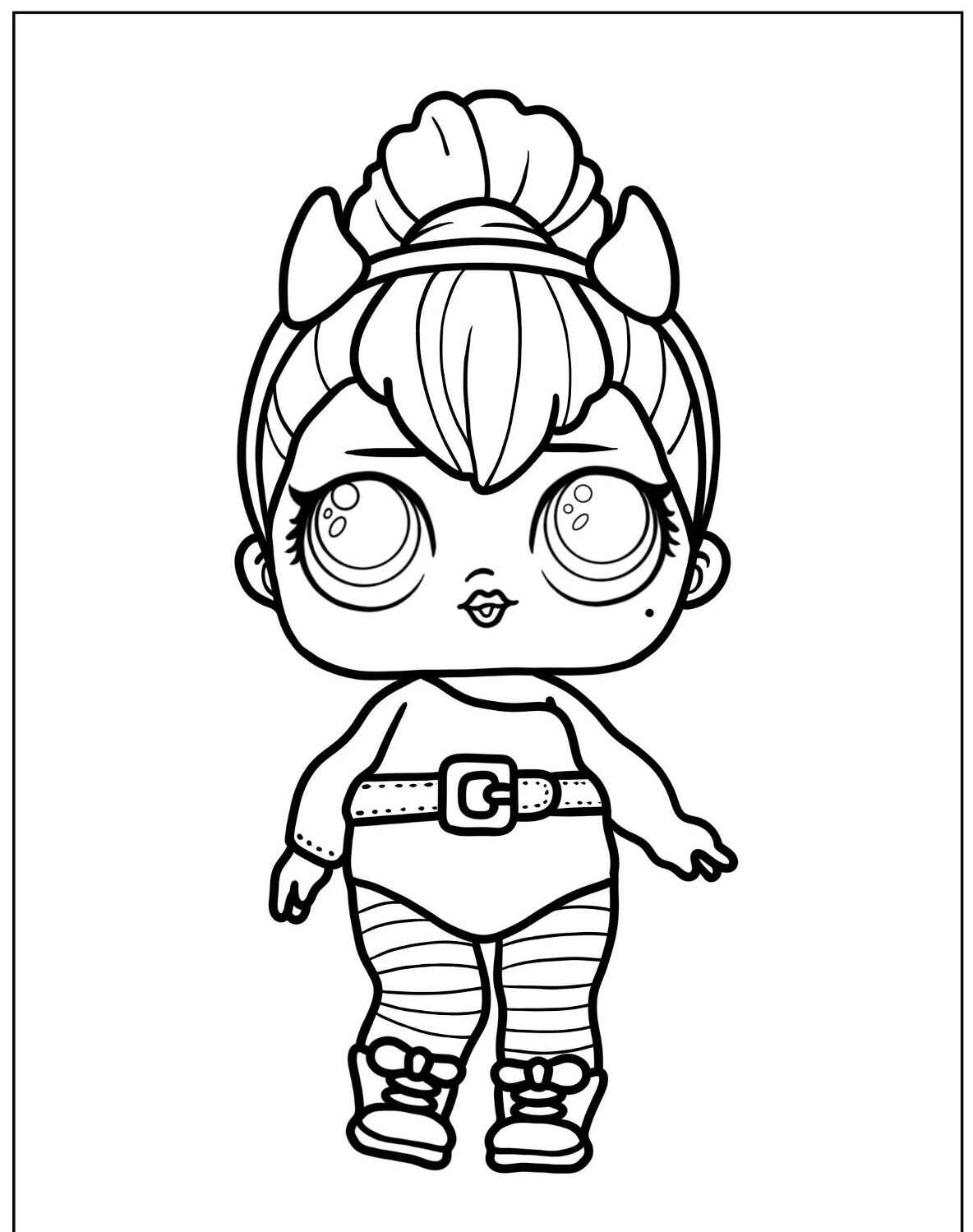 Desenho da LOL Surprise com chifrinhos para colorir