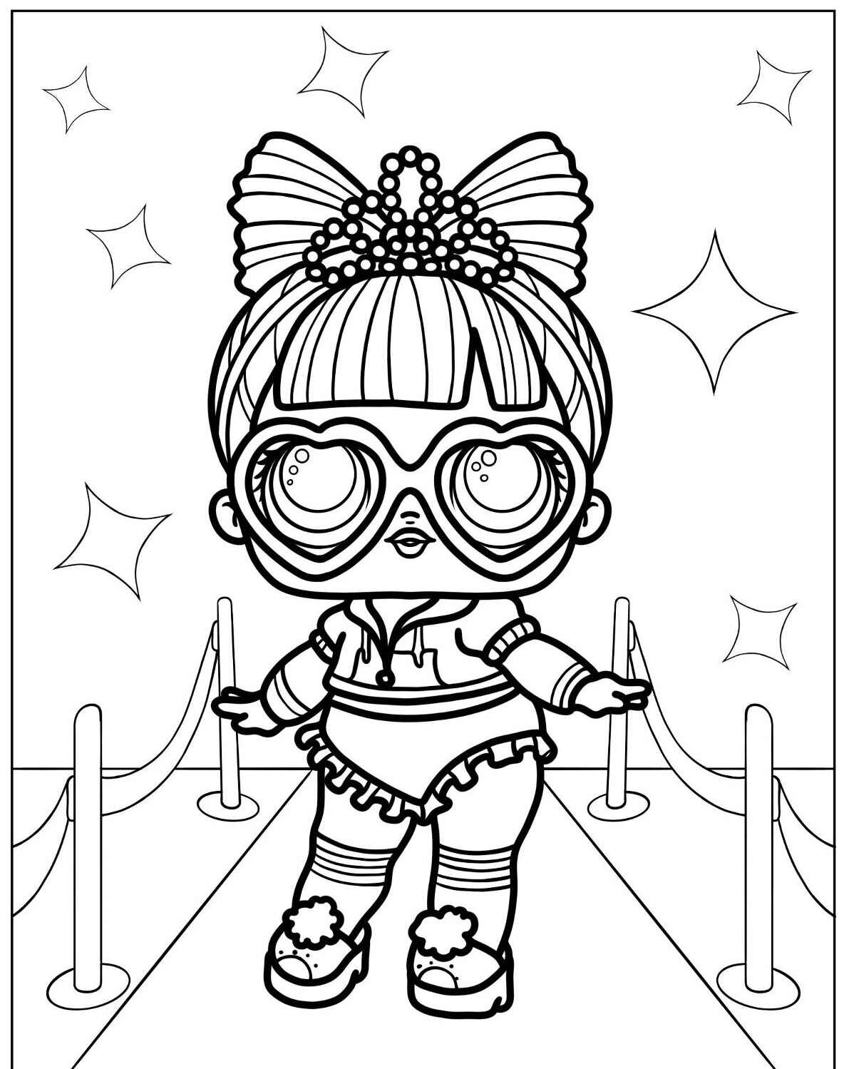 Desenho da LOL Surprise em passarela para colorir