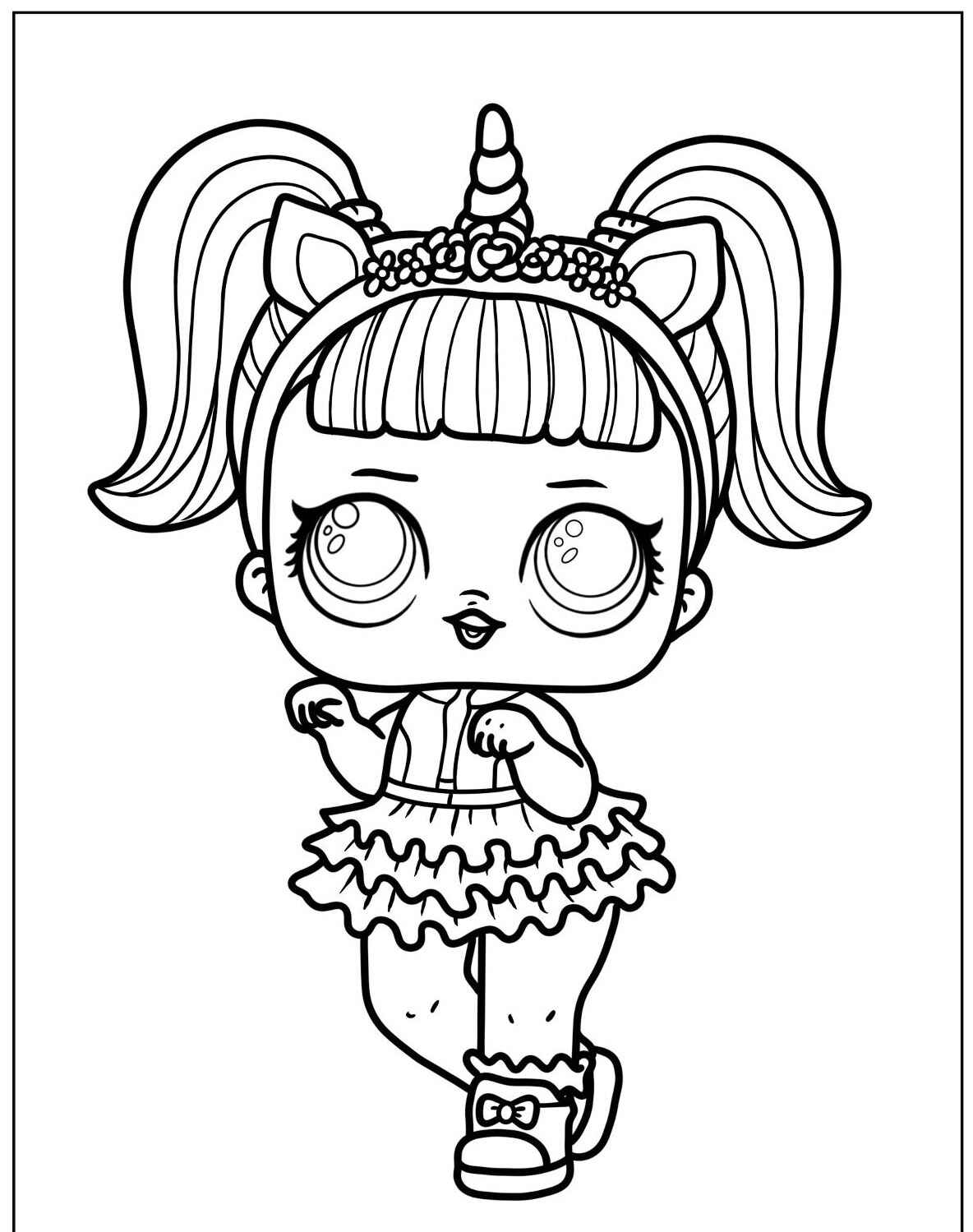 Desenho da LOL Surprise com tiara de unicórnio