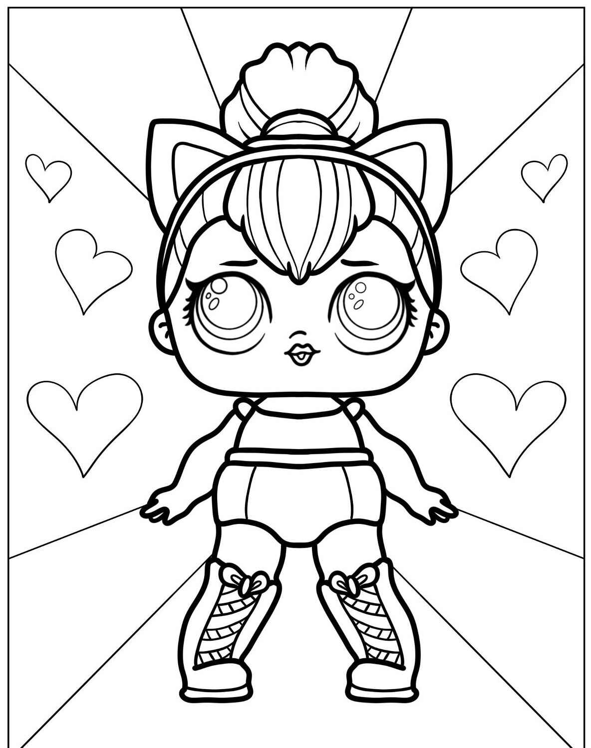 Desenho da LOL Surprise com laço e corações