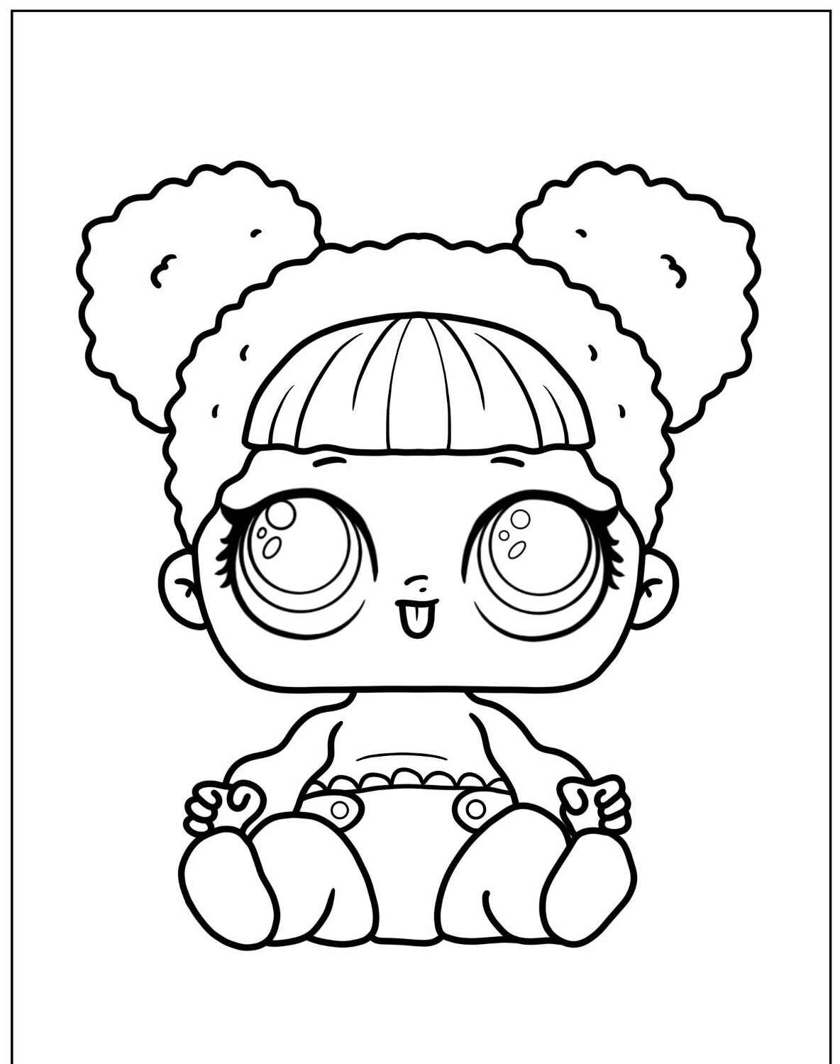 Desenho da LOL Surprise bebê sentada para colorir
